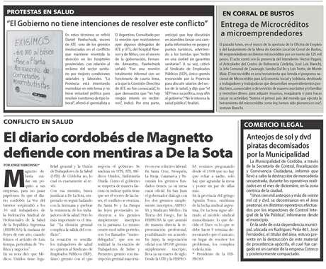 NOTA DE PRENSA EN EL ARGENTINO DE CÓRDOBA