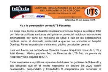 No a la persecución contra UTS Fesprosa
